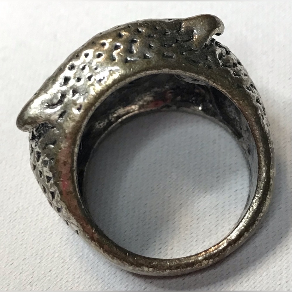 Owl Ring Costume Silver Tone with Black Rhinestone Eyes Size 8 3/4 (9) - Picture 7 of 11